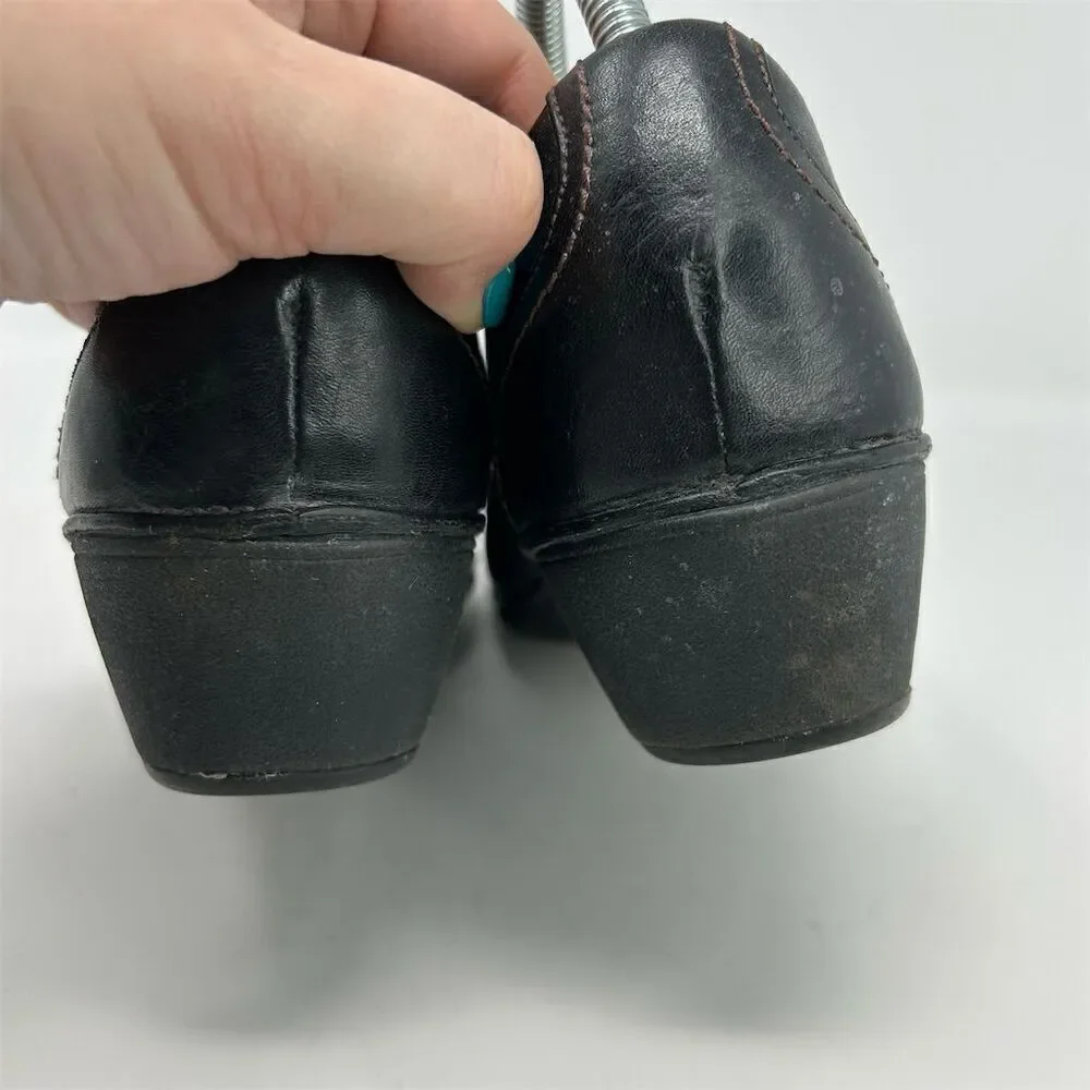 Clarks Women's Unstructured Black Leather Slip-On Loafers Size 10M Casual